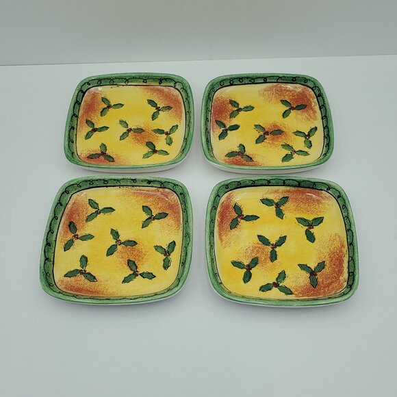 Sango The Sweet Shoppe Christmas Holly Appetizer Plates Hors d'Oeuvres Plates - Picture 2 of 6